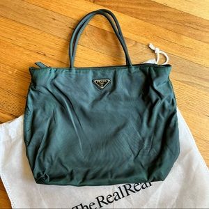 Vintage Green Nylon Prada Tote
